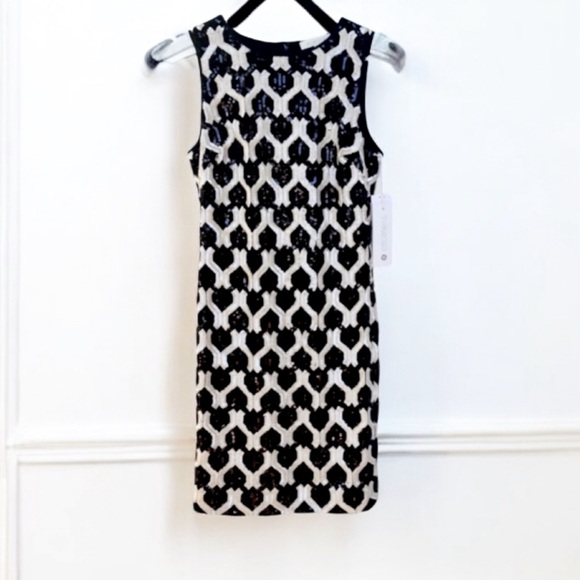 Etcetera Yin Yang Black and Silver-White Sequin Midi Cocktail Dress New - Picture 8 of 8